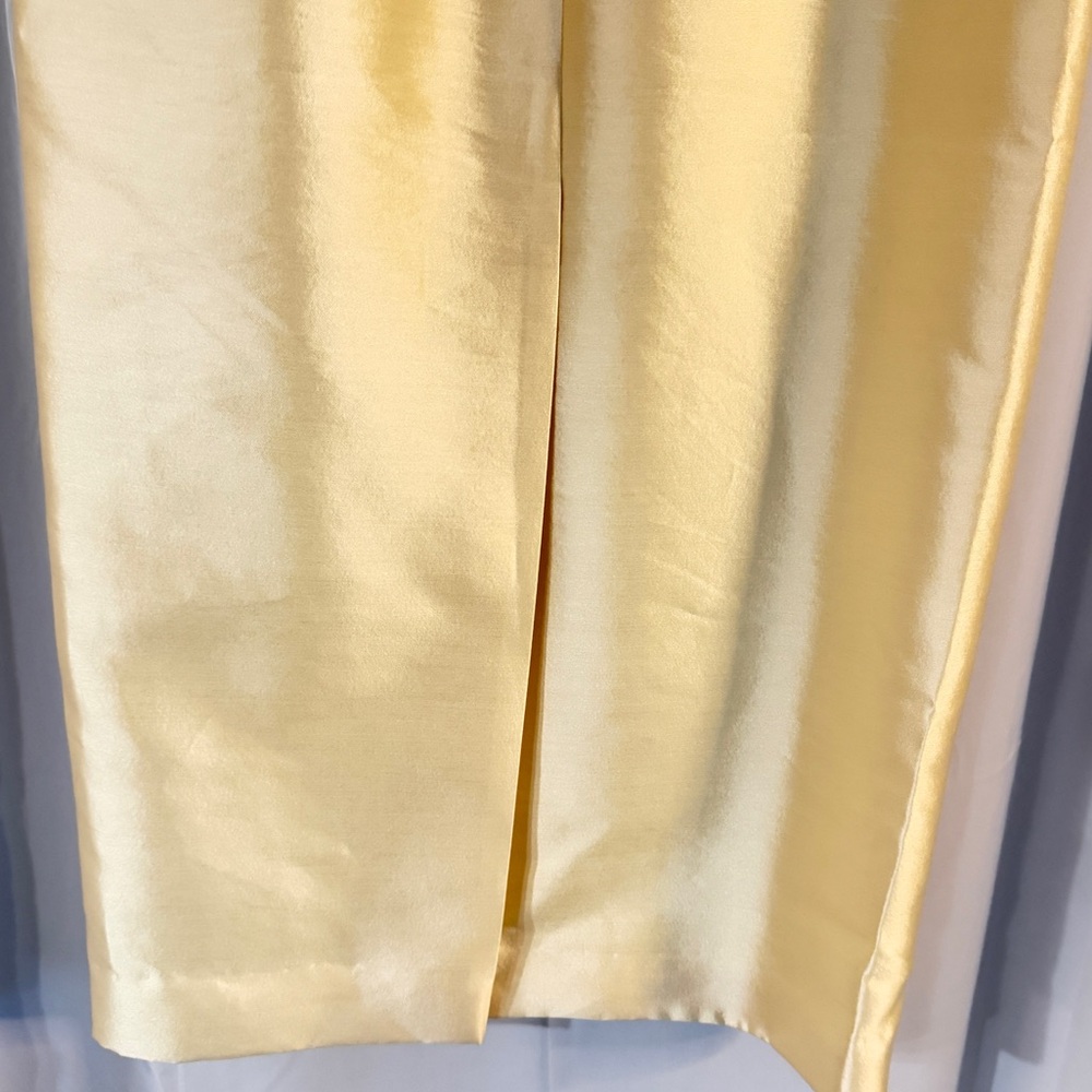 Vintage Teri Jon Nites Silk Wool Pencil Skirt | Rickie Freeman | Ivory Midi - Picture 5 of 10